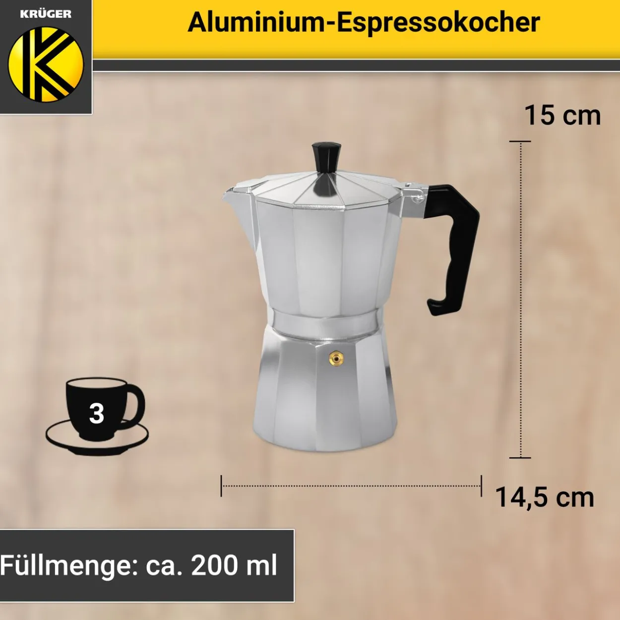 Alu-Espressokocher ITALIANO, 3 Tassen