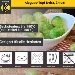 Aluguss Fleischtopf DELTA mit Deckel, 24 cm