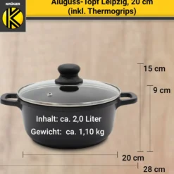 Aluguss Fleischtopf LEIPZIG mit Deckel, 20 cm