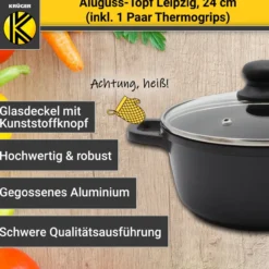 Aluguss Fleischtopf LEIPZIG mit Deckel, 24 cm
