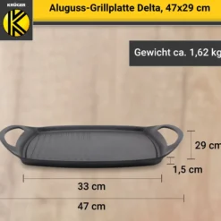 Aluguss Grillplatte DELTA, 47 x 29 cm