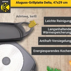 Aluguss Grillplatte DELTA, 47 x 29 cm