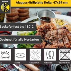 Aluguss Grillplatte DELTA, 47 x 29 cm