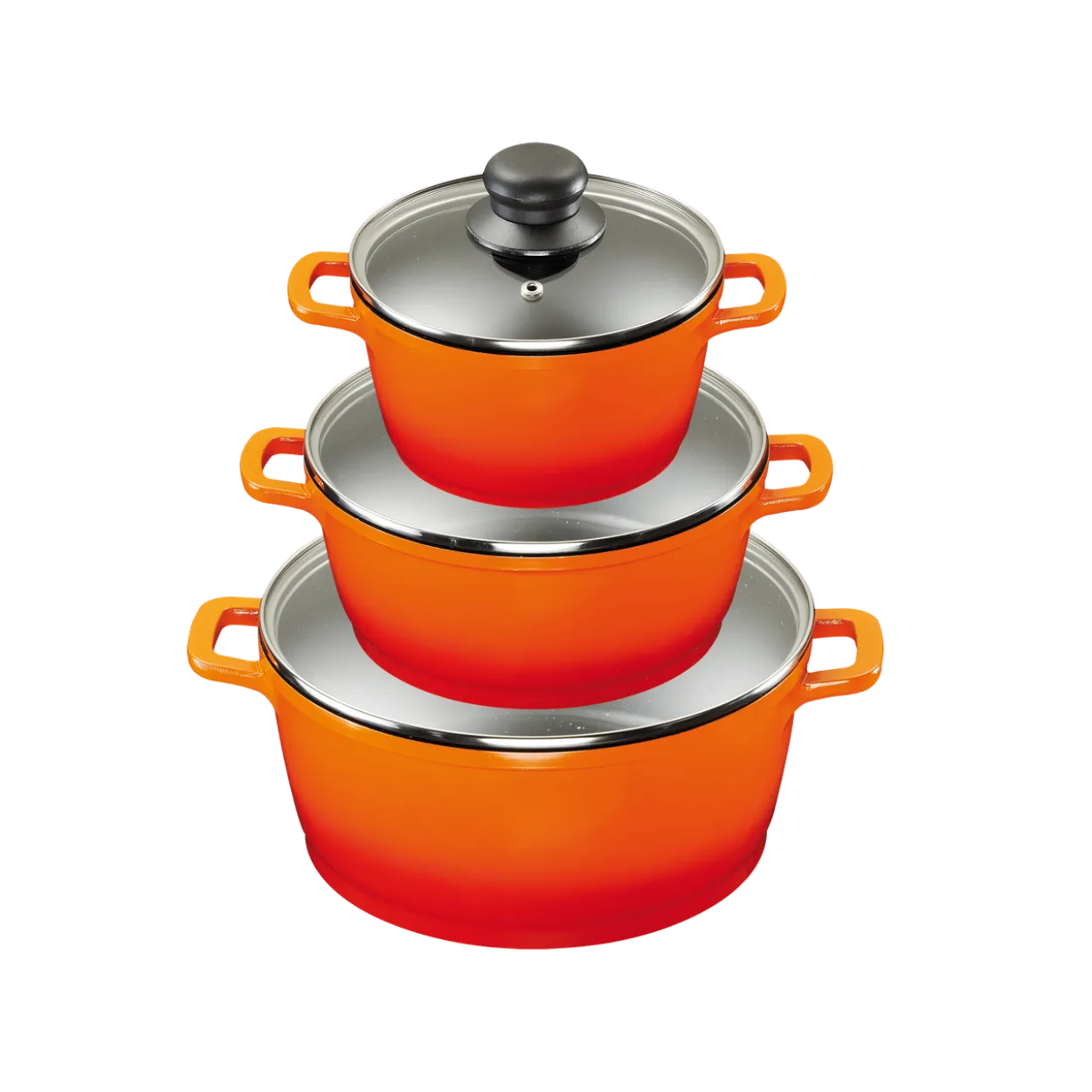 Aluguss Kochtopfset 3/6-teilig ORANGE