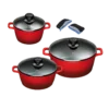 Aluguss Kochtopfset 3/6-teilig ROT