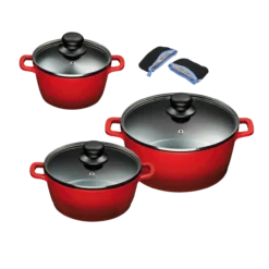 Aluguss Kochtopfset 3/6-teilig ROT