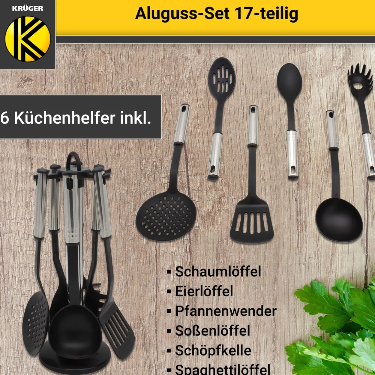 Aluguss Kochtopf Set 17 tlg., mint