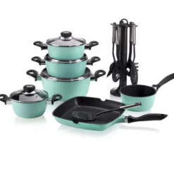 Aluguss Kochtopf Set 17 tlg., mint