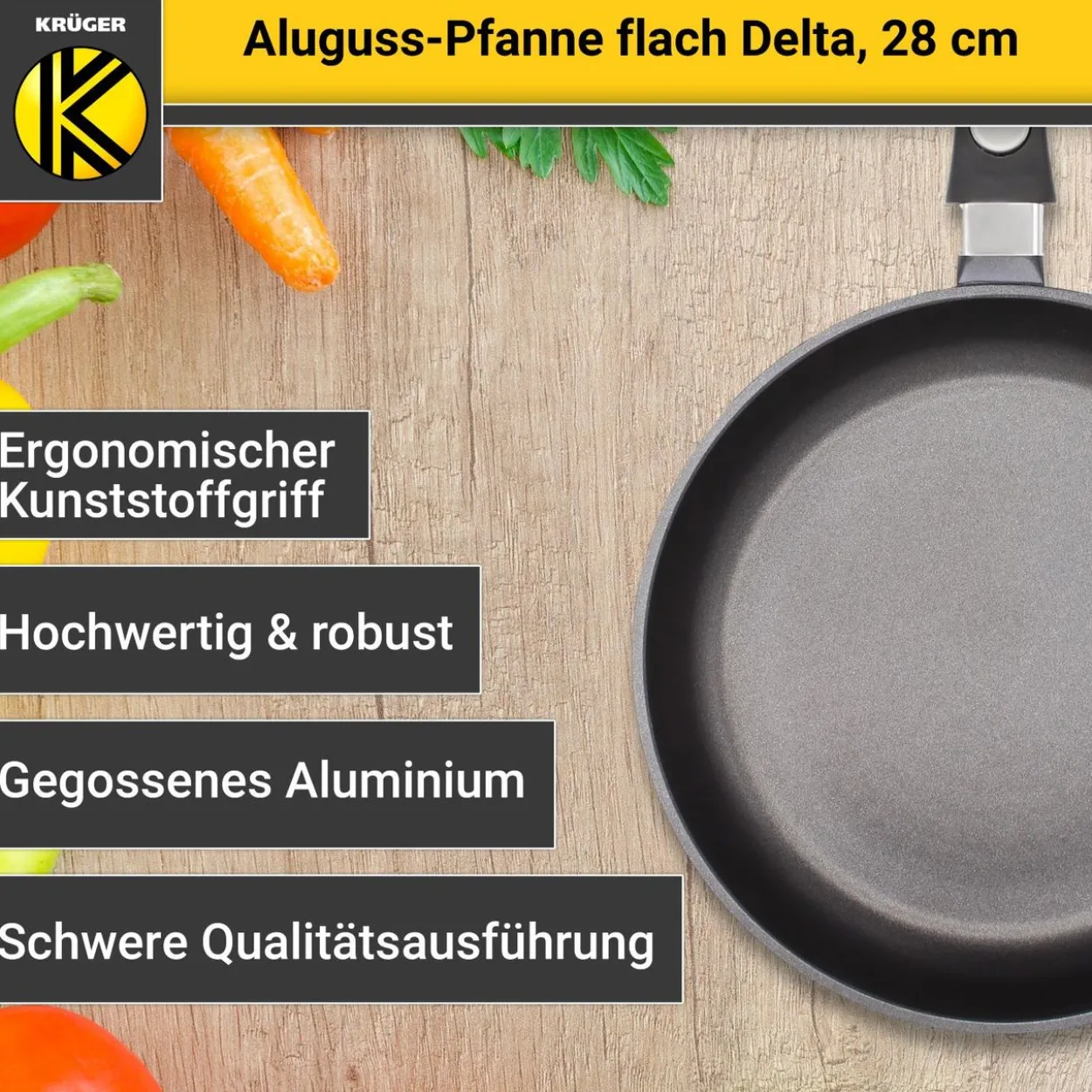 Aluguss Pfanne flach DELTA 28 cm