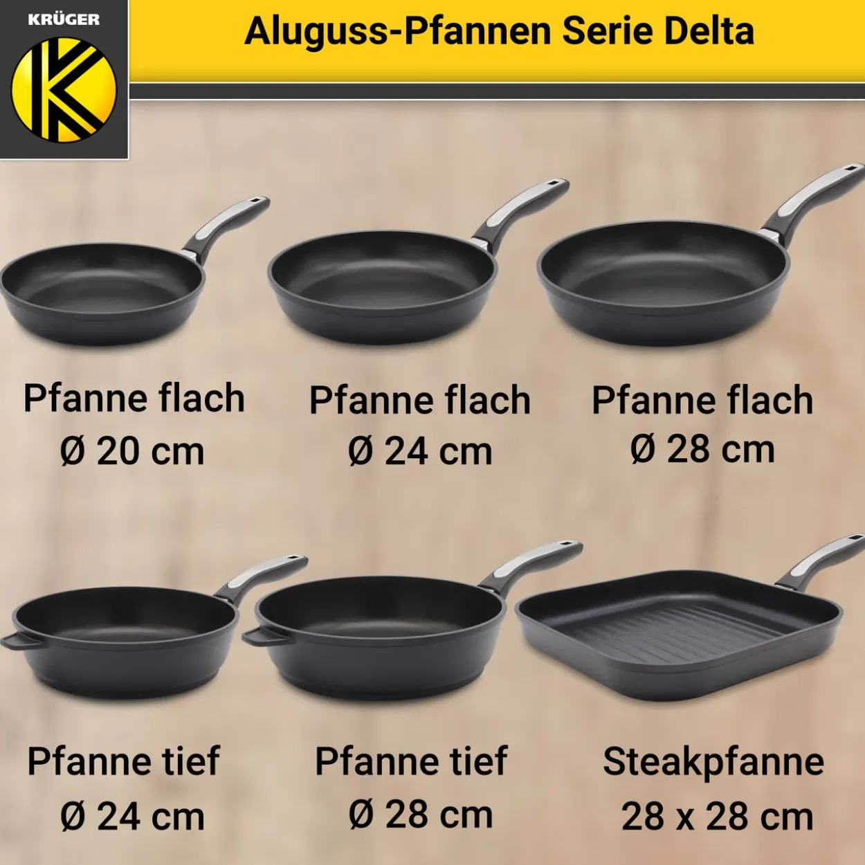 Aluguss Pfanne flach DELTA 28 cm