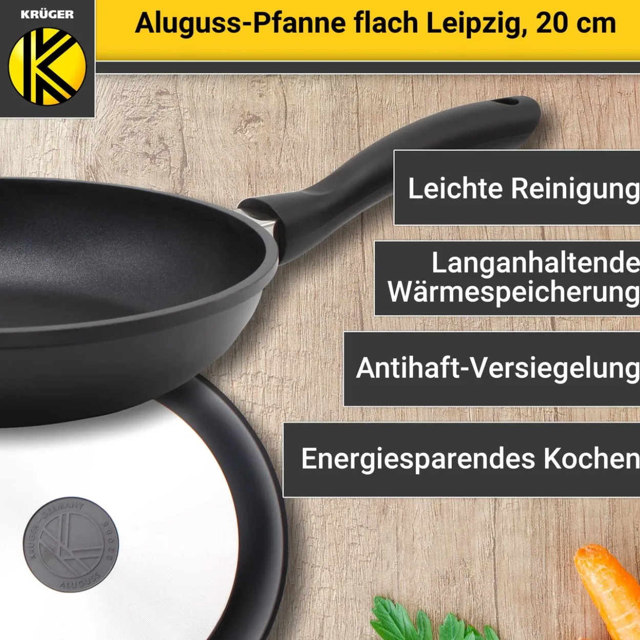 Aluguss Pfanne flach LEIPZIG, 20 cm