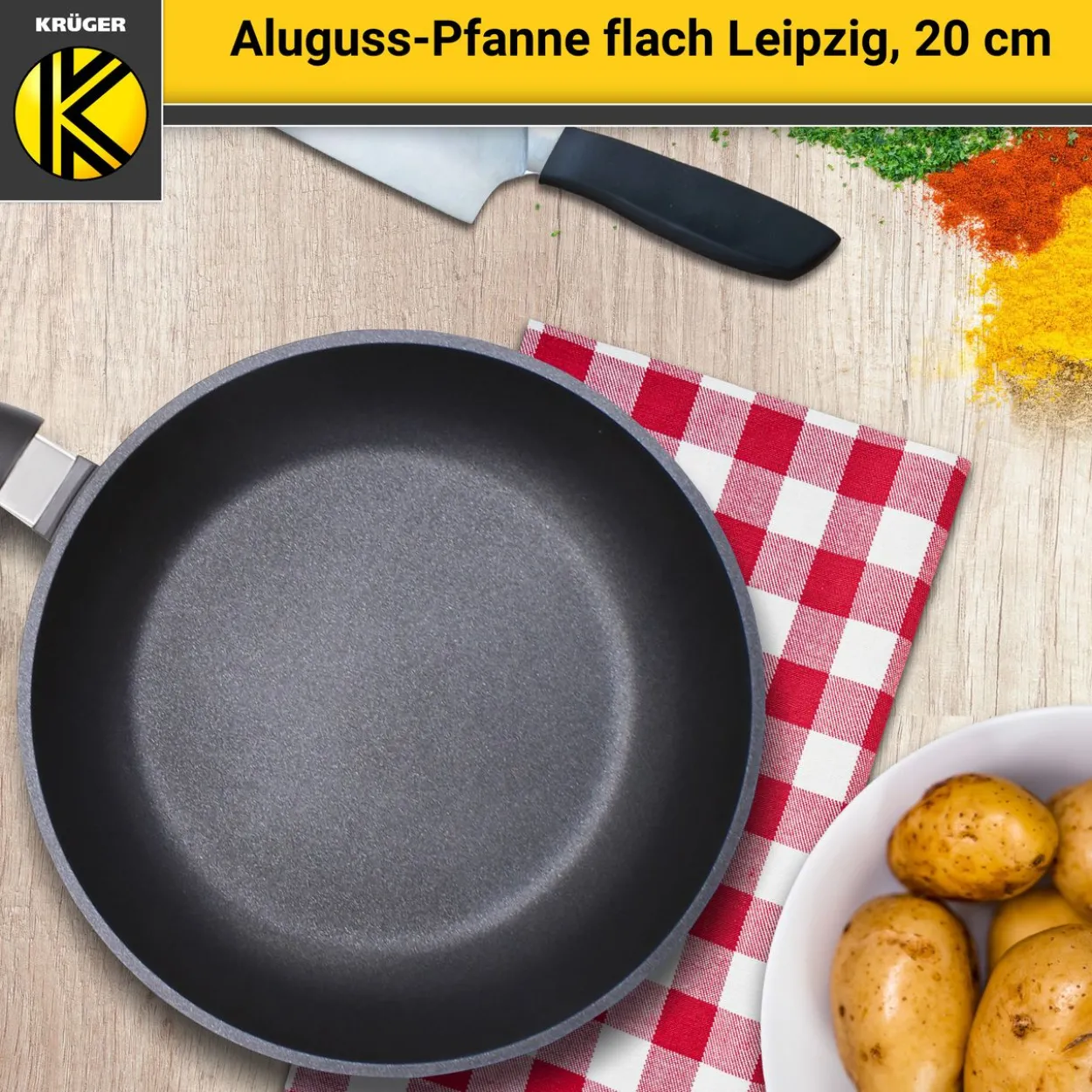 Aluguss Pfanne flach LEIPZIG, 20 cm