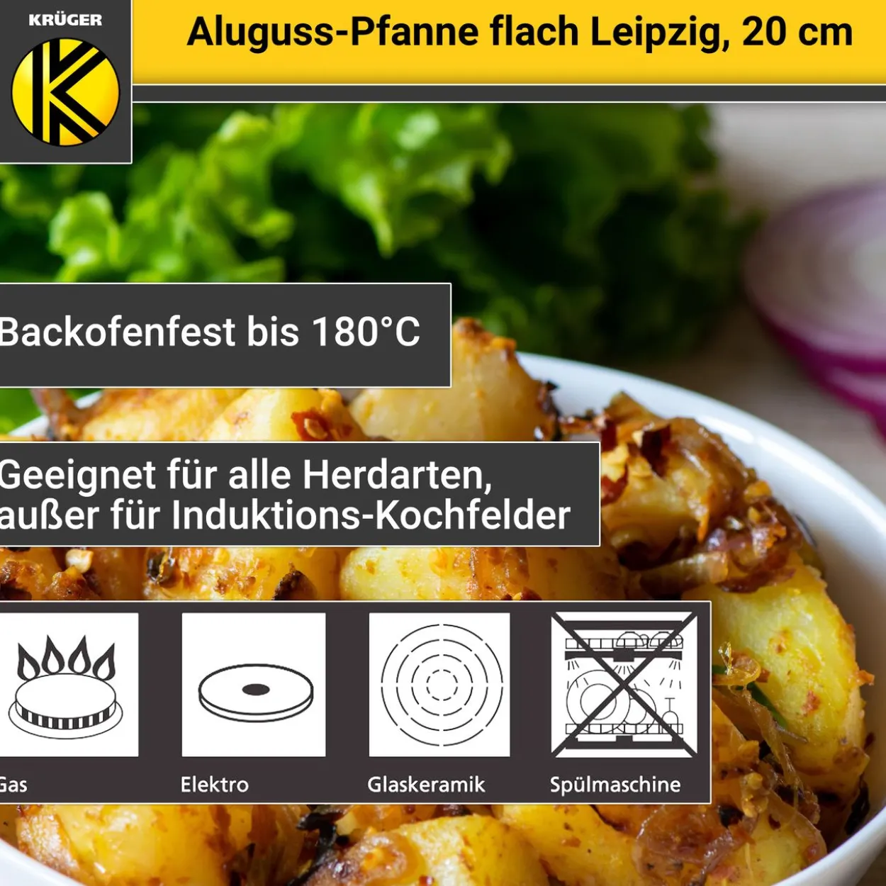 Aluguss Pfanne flach LEIPZIG, 20 cm