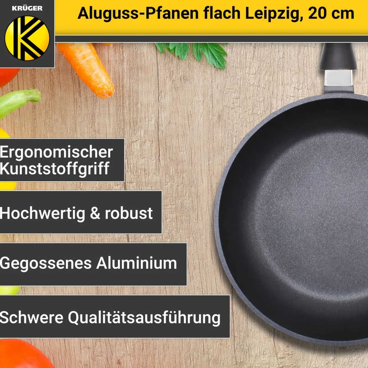 Aluguss Pfanne flach LEIPZIG, 20 cm
