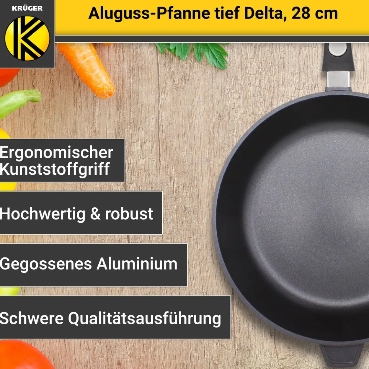 Aluguss Pfanne tief DELTA, 28 cm