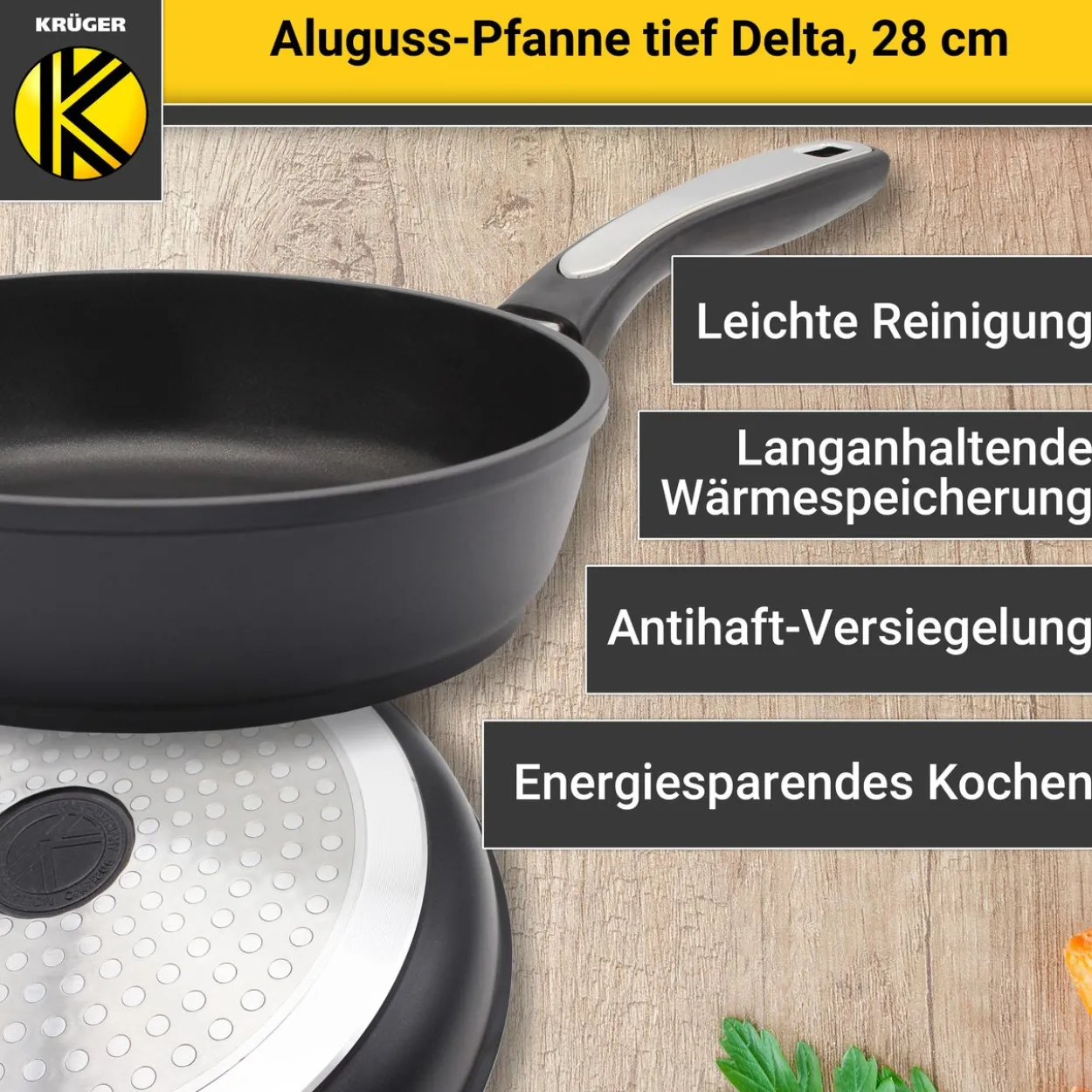 Aluguss Pfanne tief DELTA, 28 cm