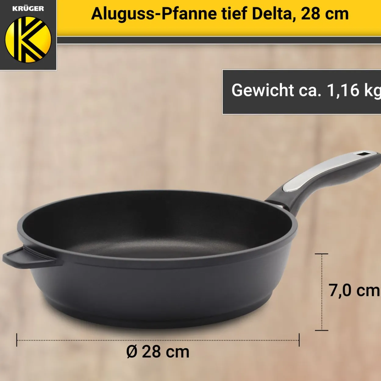 Aluguss Pfanne tief DELTA, 28 cm