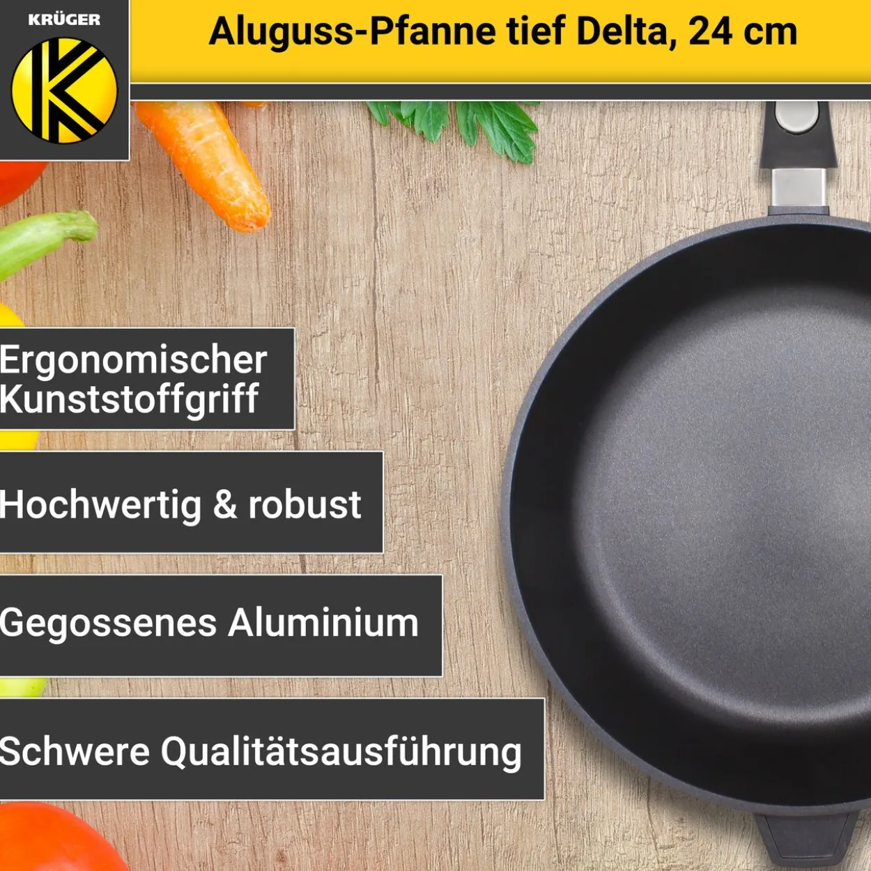 Aluguss Pfanne tief DELTA, 24 cm