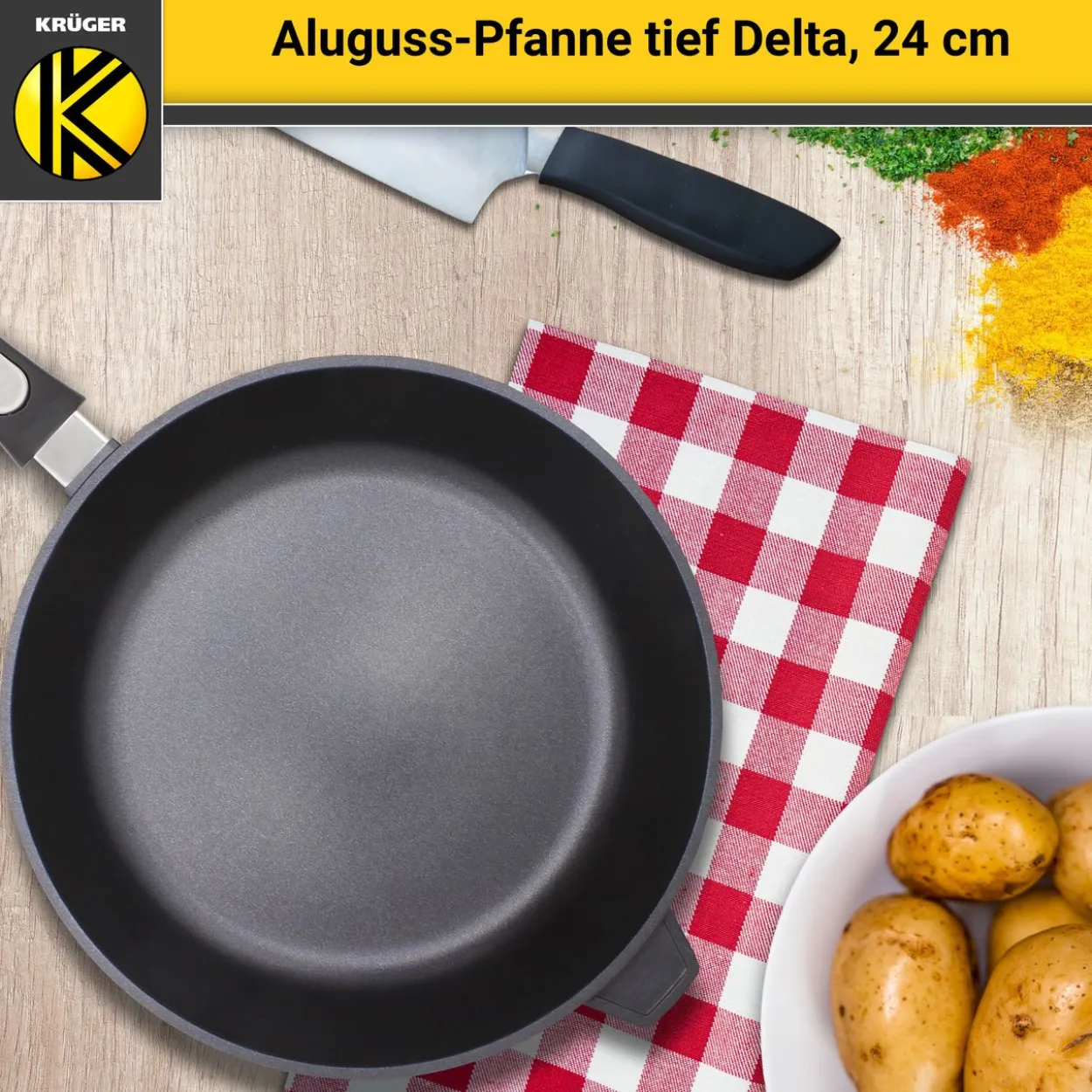 Aluguss Pfanne tief DELTA, 24 cm