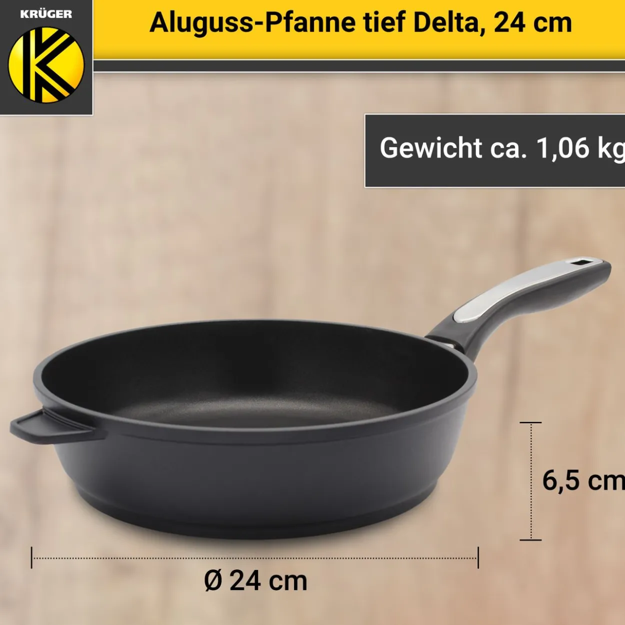 Aluguss Pfanne tief DELTA, 24 cm