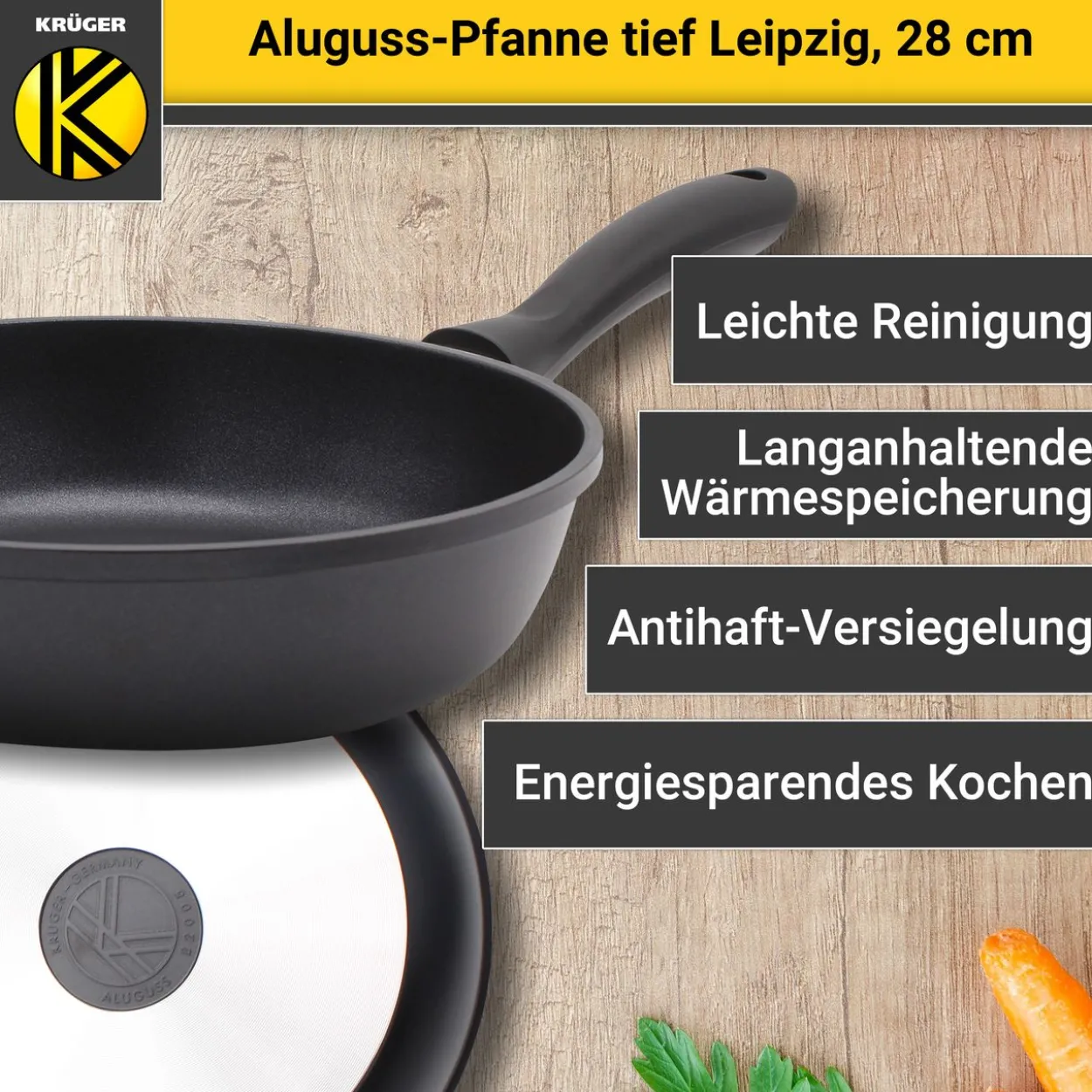 Aluguss Pfanne tief LEIPZIG, 28 cm