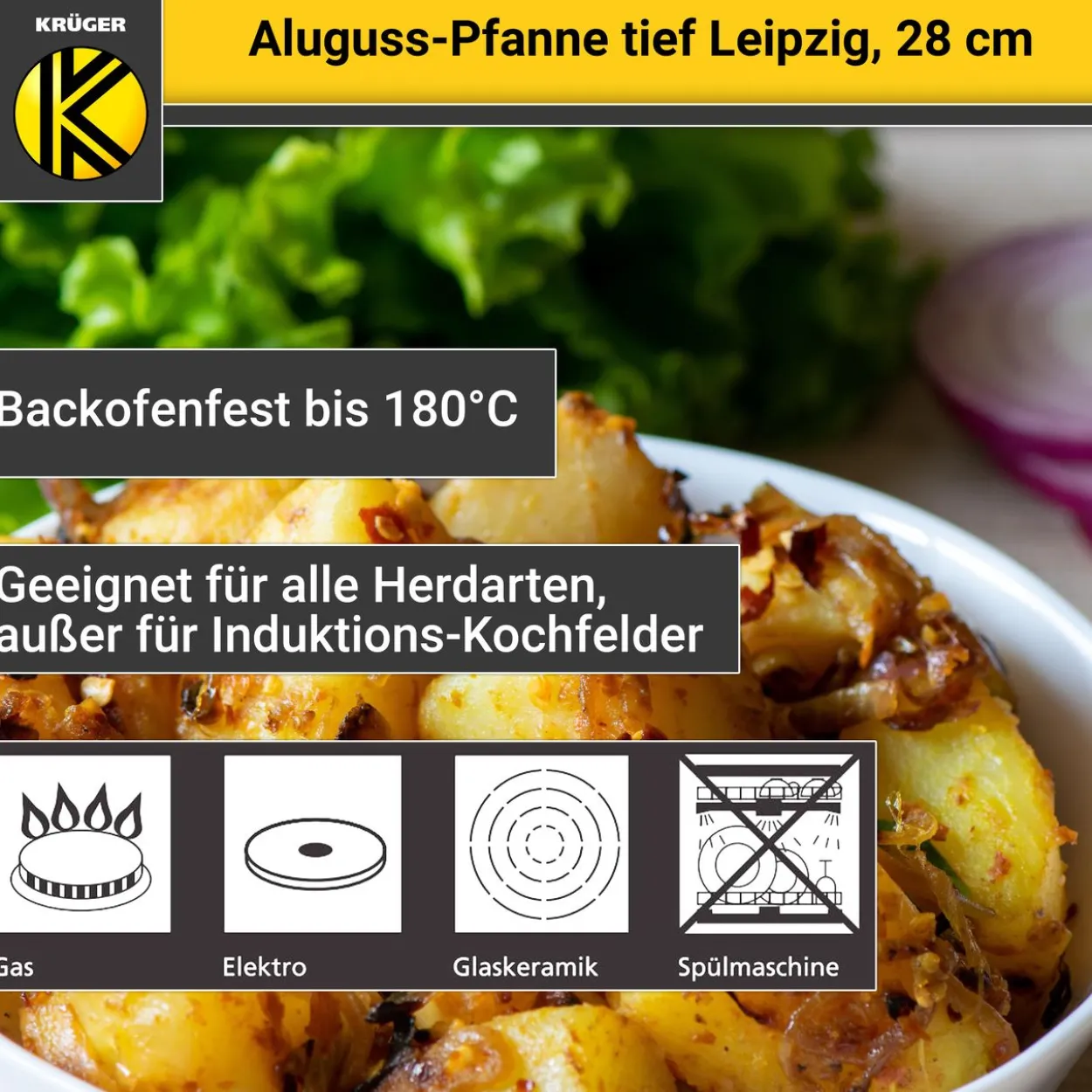 Aluguss Pfanne tief LEIPZIG, 28 cm