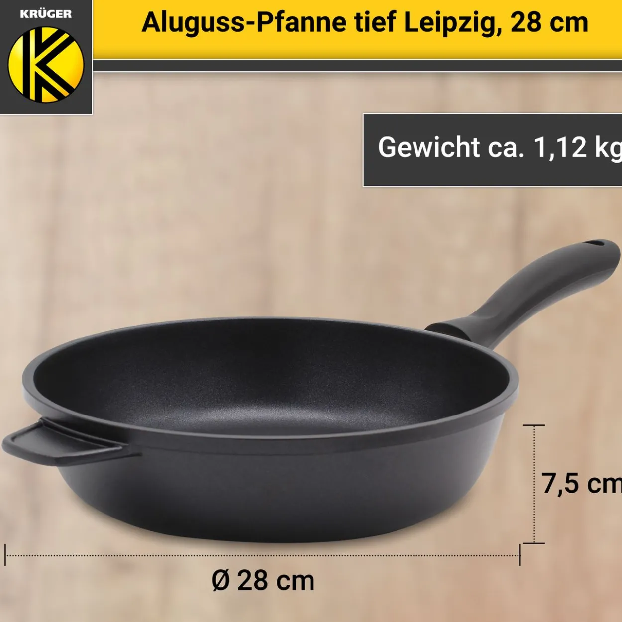 Aluguss Pfanne tief LEIPZIG, 28 cm