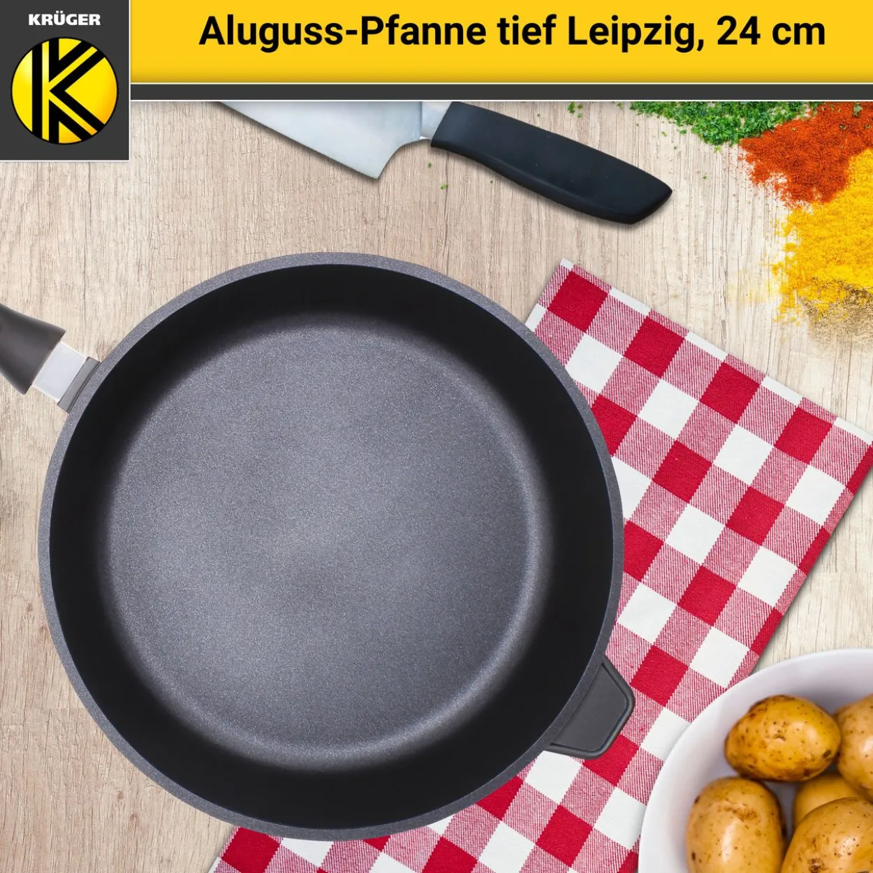 Aluguss Pfanne tief LEIPZIG, 24 cm