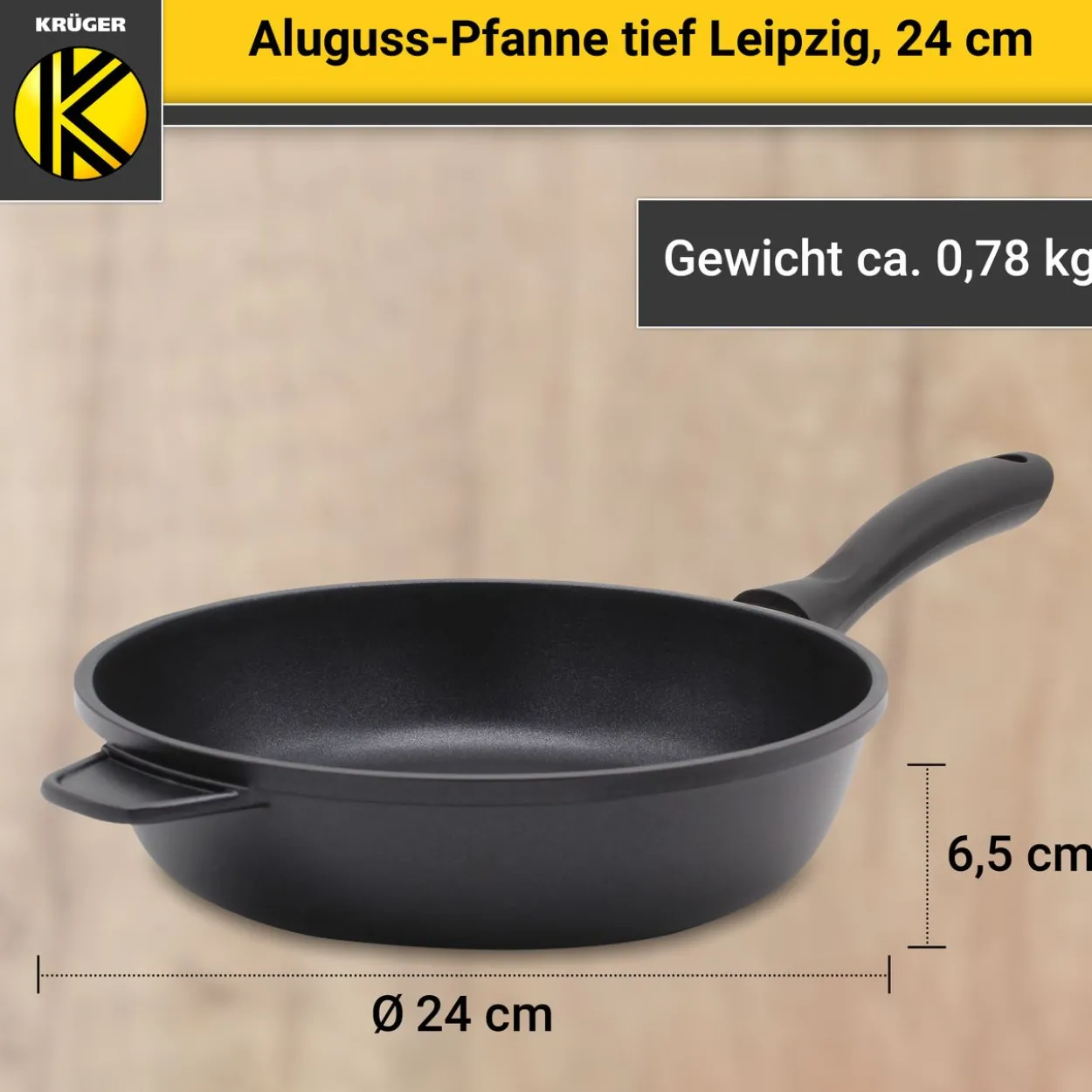 Aluguss Pfanne tief LEIPZIG, 24 cm