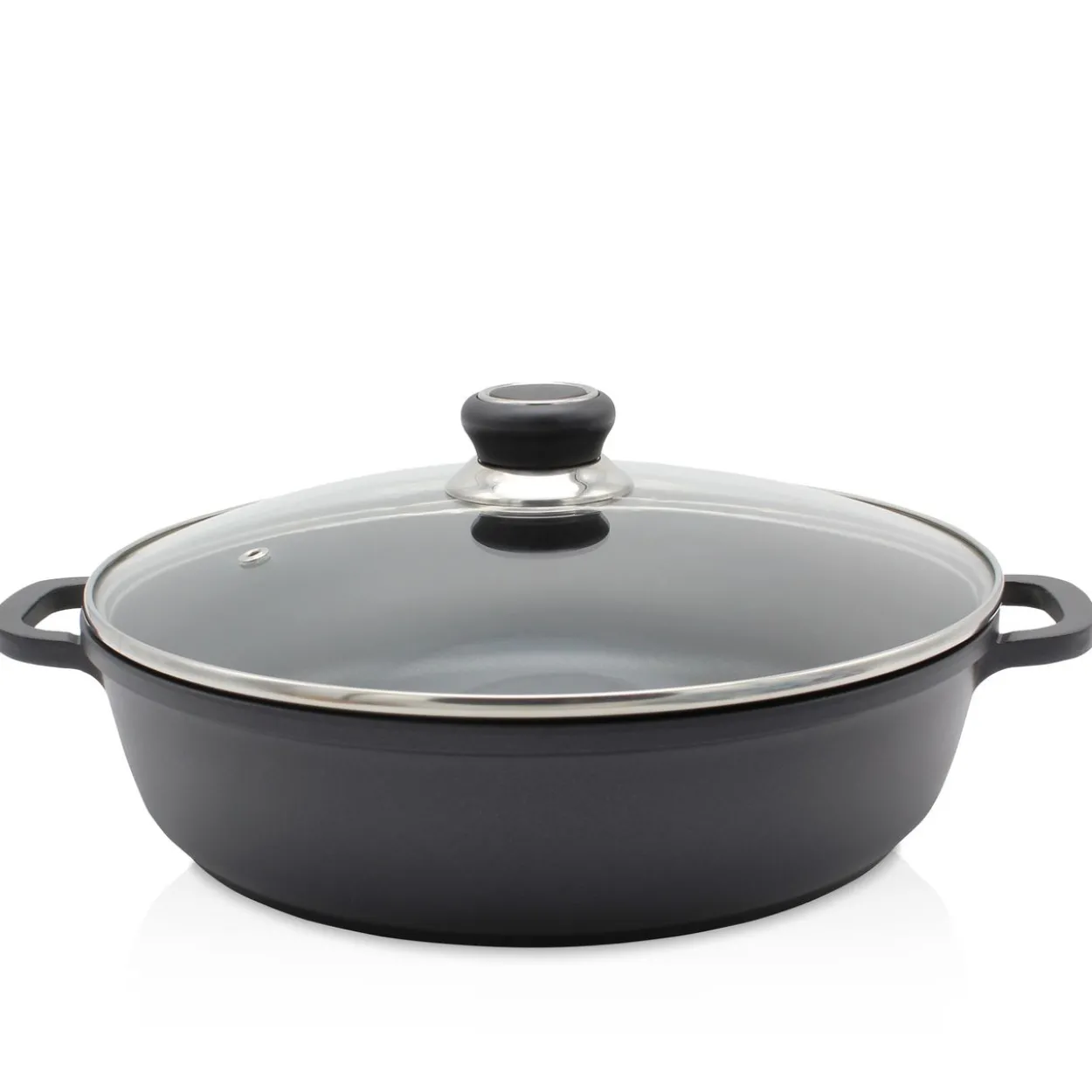 Aluguss Servierpfanne DELTA rund mit Deckel, 28 cm