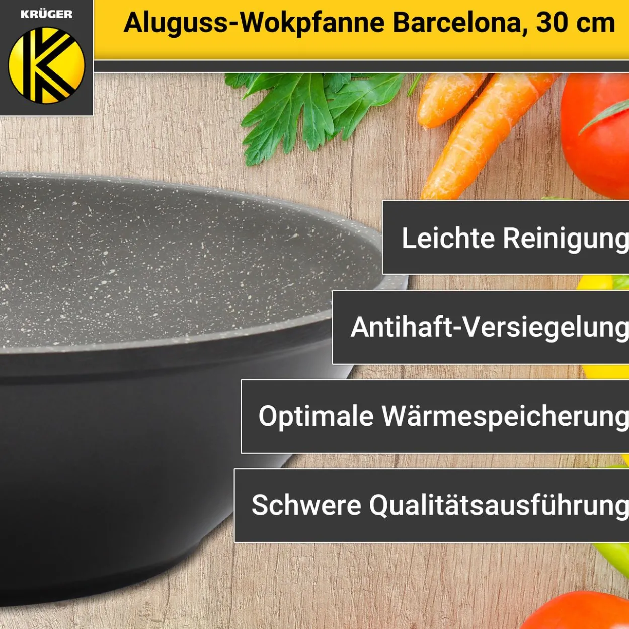 Aluguss Wok-Pfanne BARCELONA, 30 cm