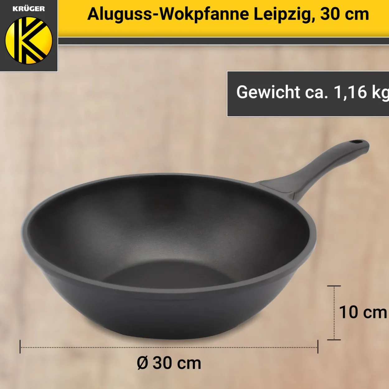 Aluguss Wokpfanne LEIPZIG, 30 cm