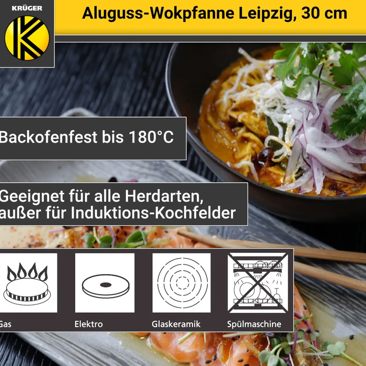 Aluguss Wokpfanne LEIPZIG, 30 cm