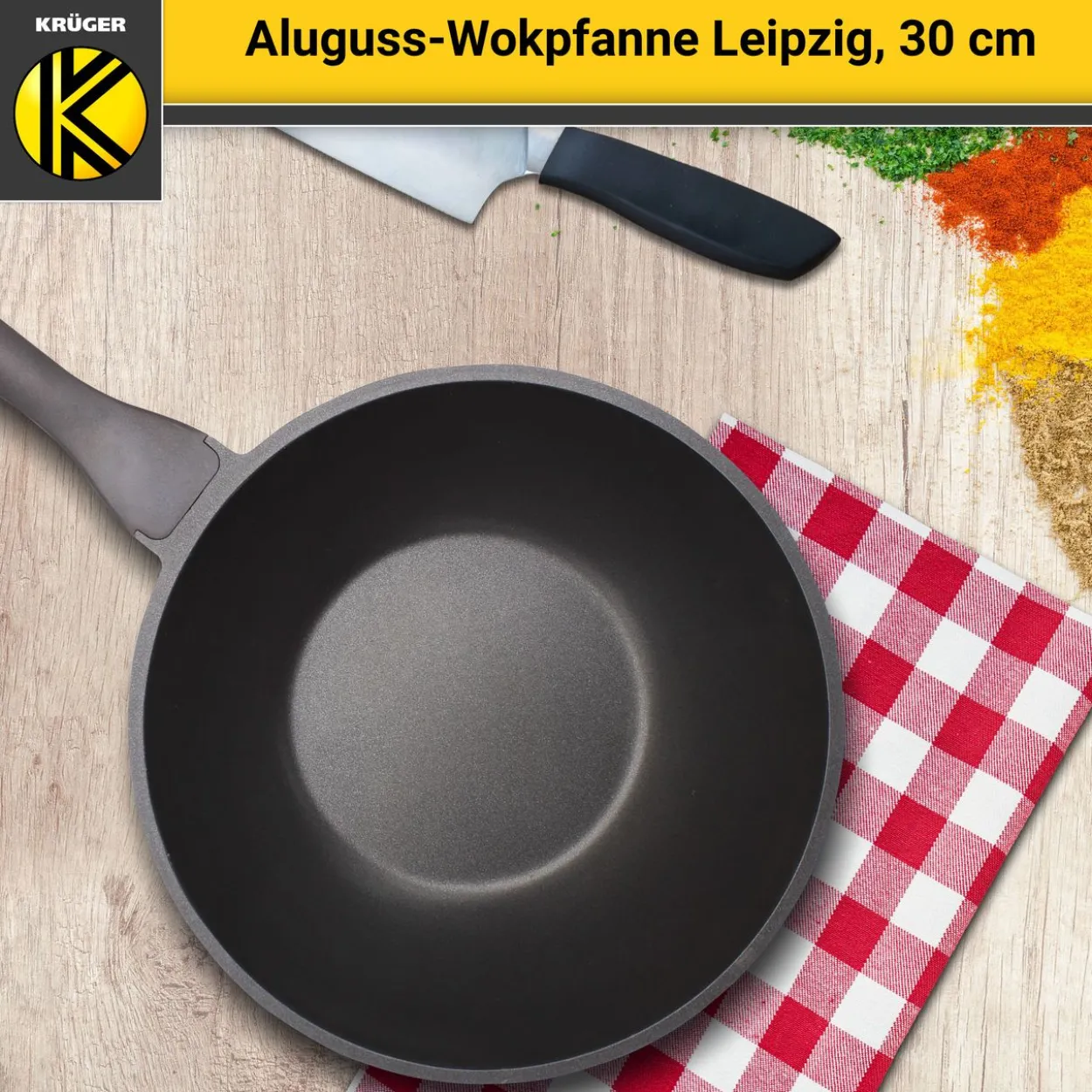 Aluguss Wokpfanne LEIPZIG, 30 cm