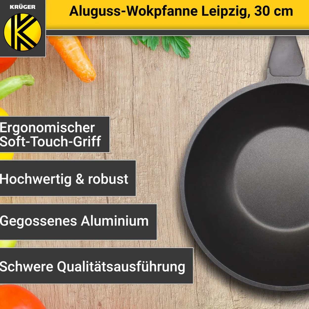Aluguss Wokpfanne LEIPZIG, 30 cm