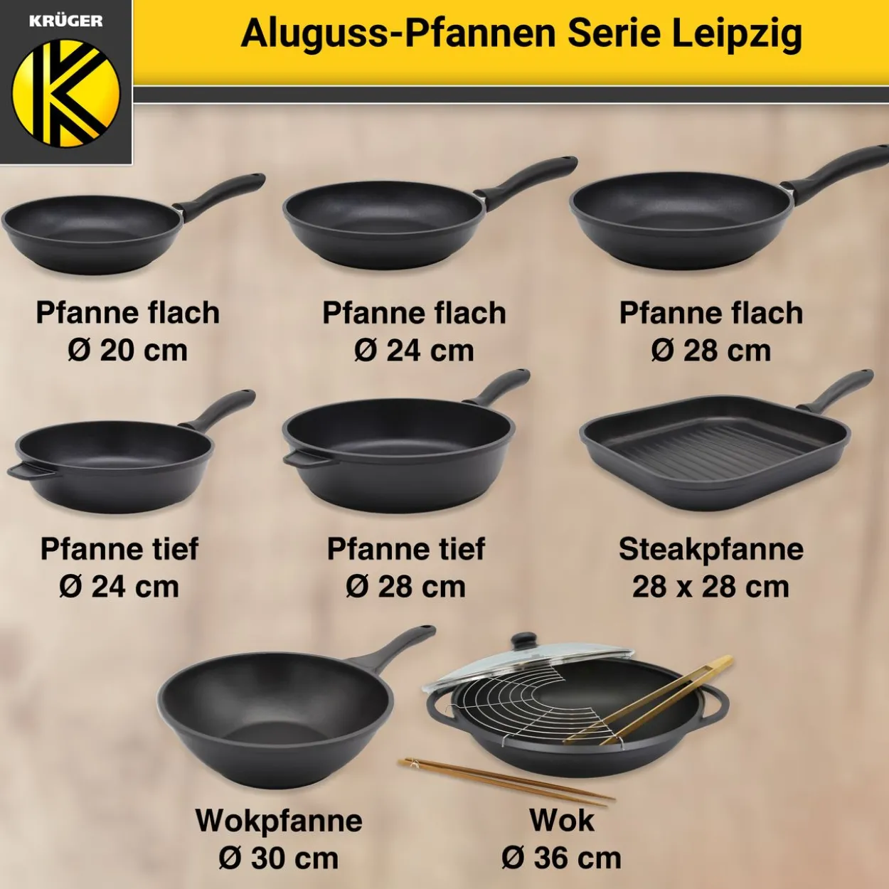 Aluguss Wokpfanne LEIPZIG, 30 cm