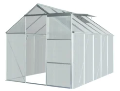 Aluminium Gewächshaus mit Dachfenster "Boston", ca. 310 x 190 x 193 cm - Silber