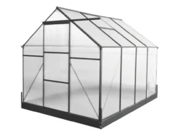 Aluminium Gewächshaus mit Dachfenster "Hanoi" , ca. 250 x 190 x 207 cm - Silber
