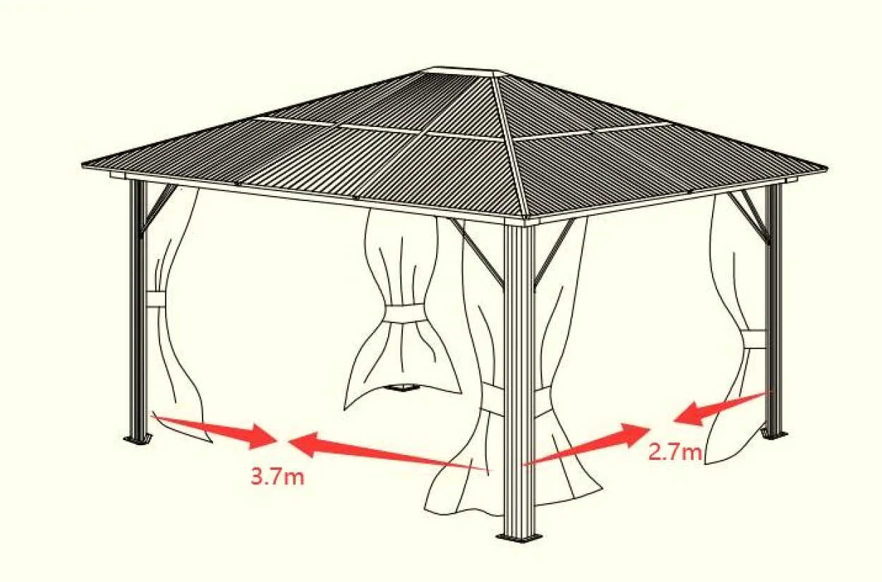Aluminium Pavillon, ca.2,95 x 3,95 x 2,65 m - Dunkelgrau