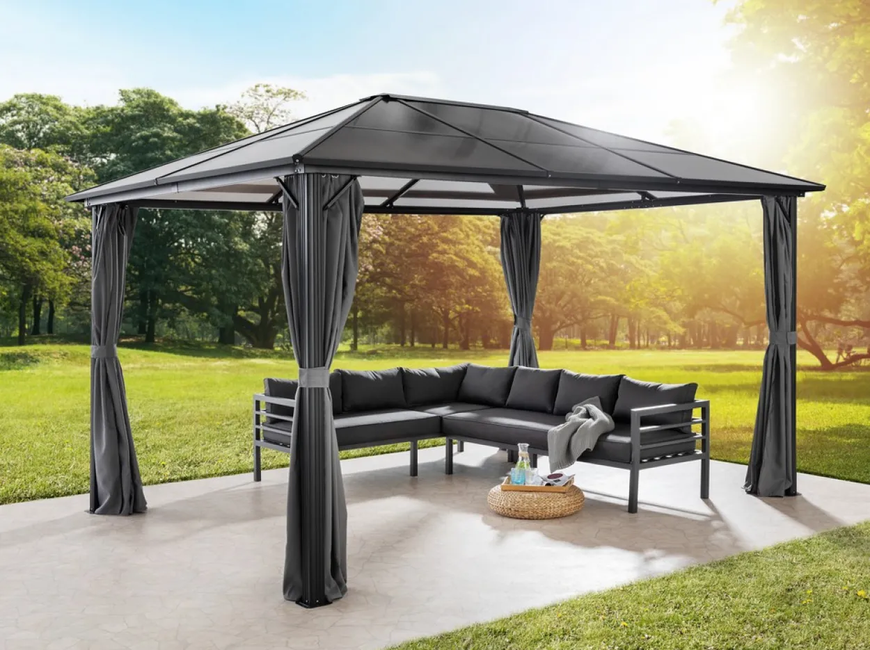Aluminium Pavillon, ca.2,95 x 3,95 x 2,65 m - Dunkelgrau