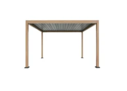 Aluminium-Pergola mit beweglichem Lamellendach, ca. 3 x 3 m - Hellbraun