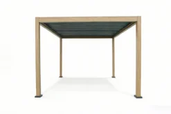 Aluminium-Pergola mit beweglichem Lamellendach, ca. 3 x 3 m - Hellbraun