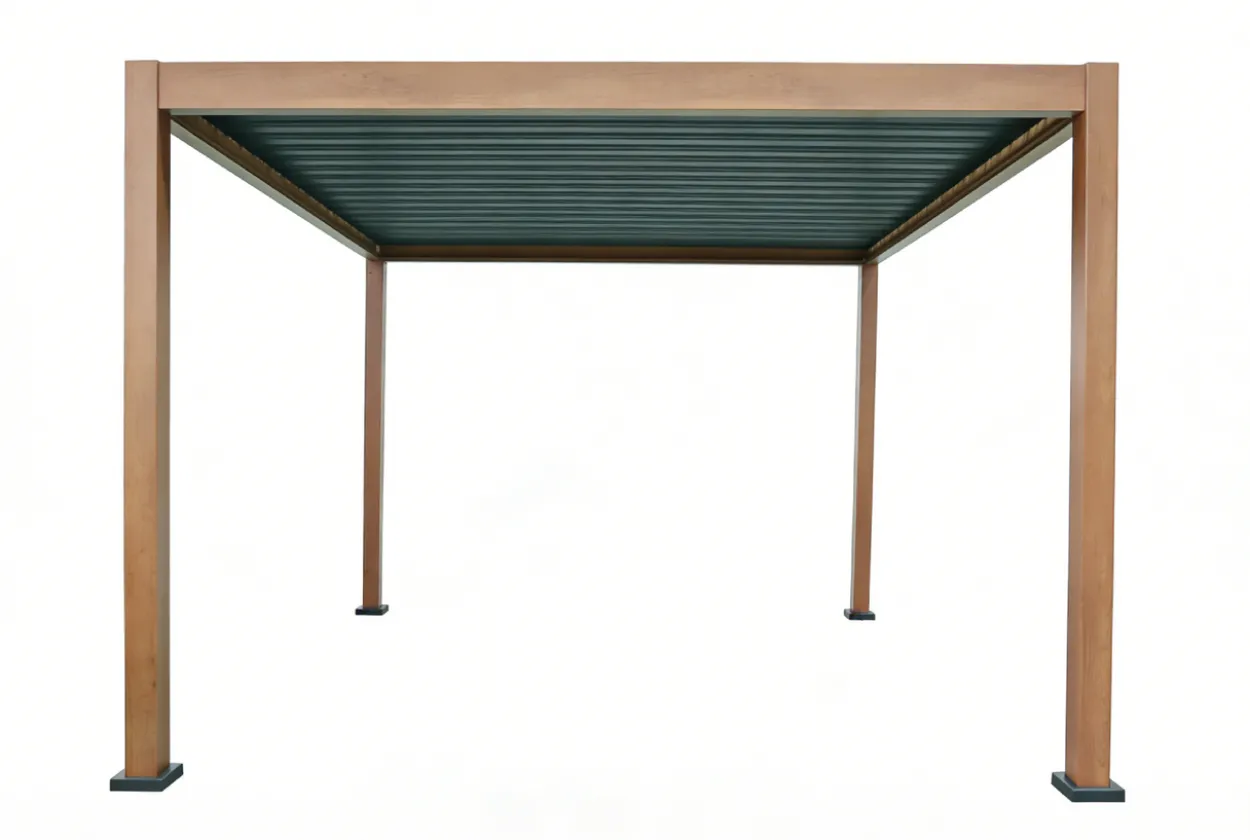 Aluminium-Pergola mit beweglichem Lamellendach, ca. 3 x 3 m - Dunkelbraun