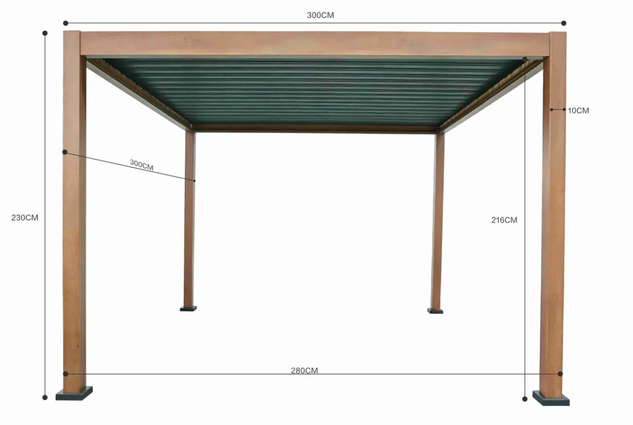 Aluminium-Pergola mit beweglichem Lamellendach, ca. 3 x 3 m - Dunkelbraun