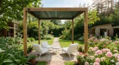 Aluminium-Pergola mit beweglichem Lamellendach, ca. 3 x 3 m - Dunkelbraun