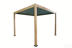 Aluminium-Pergola mit beweglichem Lamellendach, ca. 3 x 3 m - Dunkelbraun
