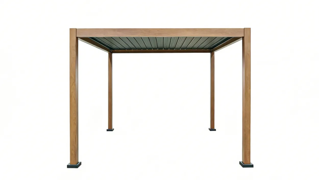 Aluminium-Pergola mit beweglichem Lamellendach, ca. 3 x 3 m - Dunkelbraun
