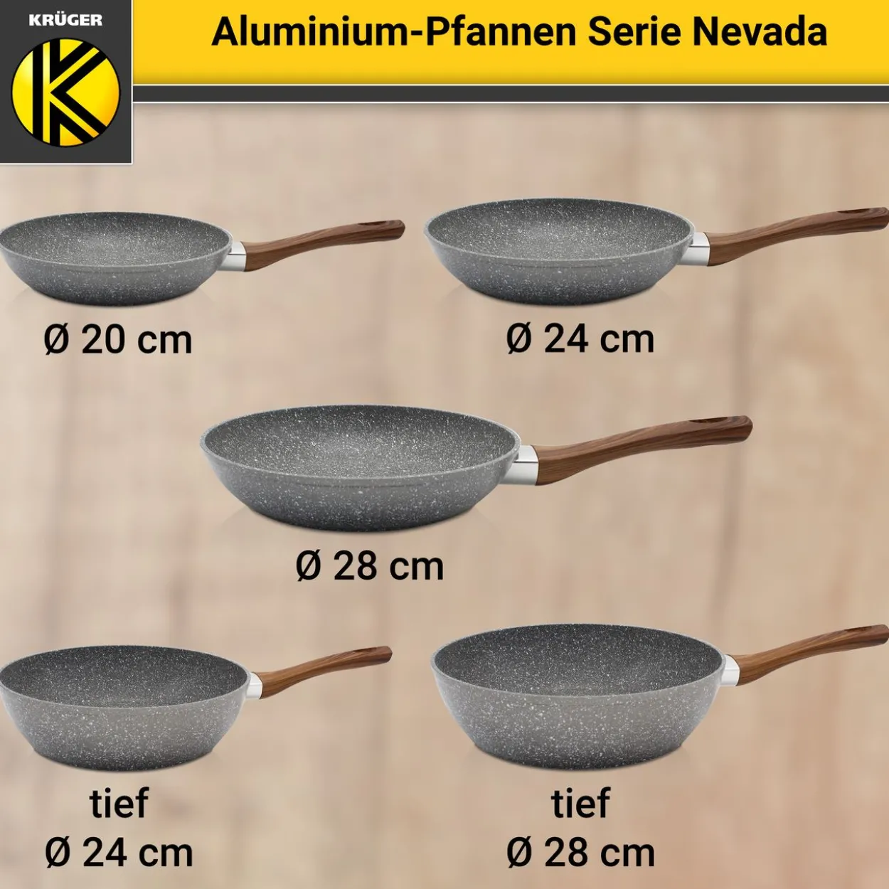 Aluminium Pfanne NEVADA tief, 24 cm