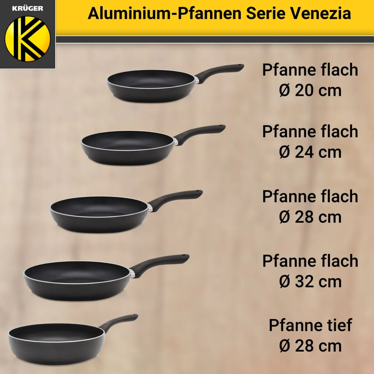 Aluminium Pfanne Venezia flach, 20 cm