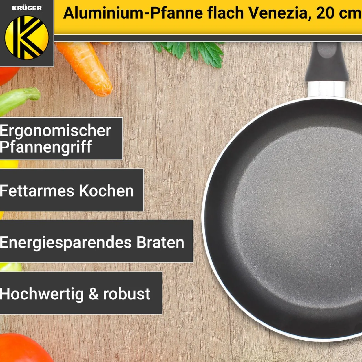 Aluminium Pfanne Venezia flach, 20 cm